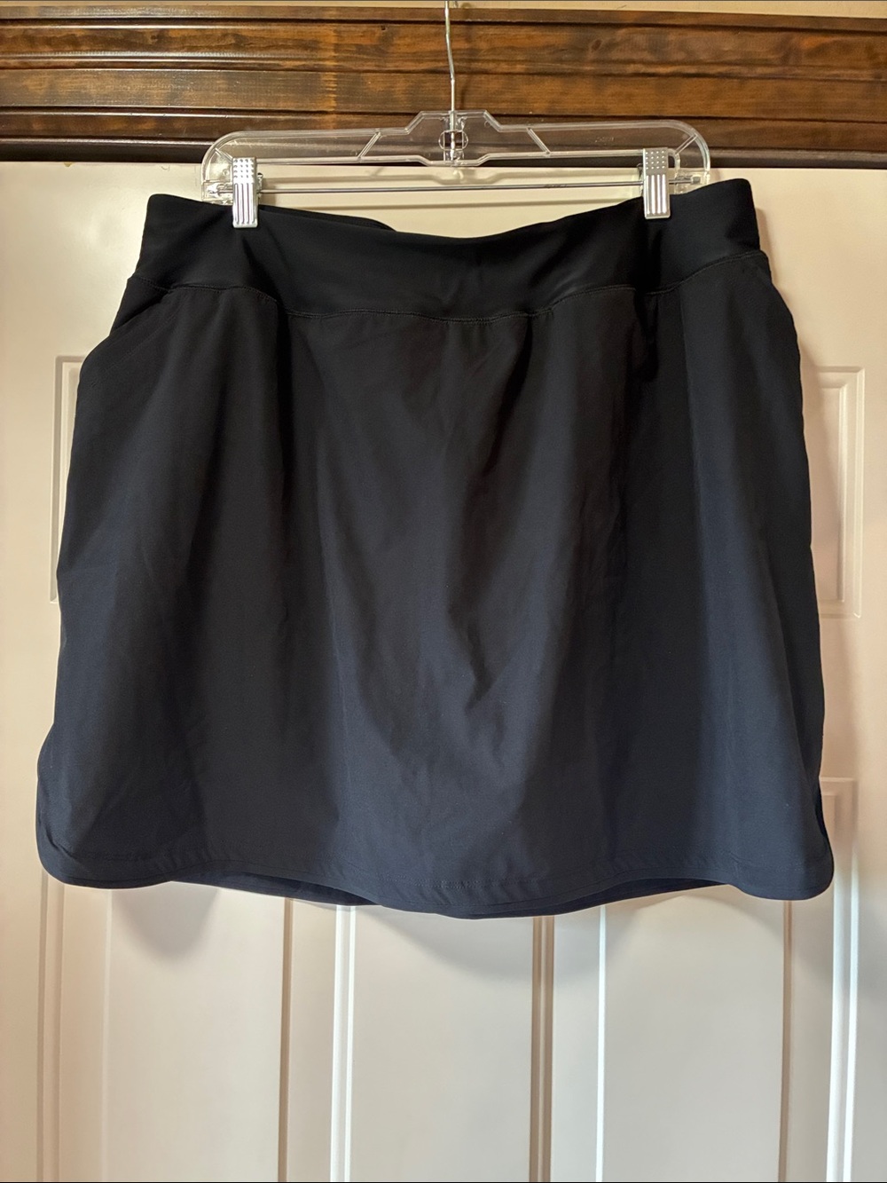 18W Lands End Black Quick Dry Board Skort / Swim Skirt With Built- In Shorts